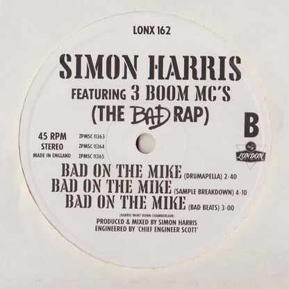 Simon Harris Featuring 3 Boom MC's : Bad On The Mike (12")