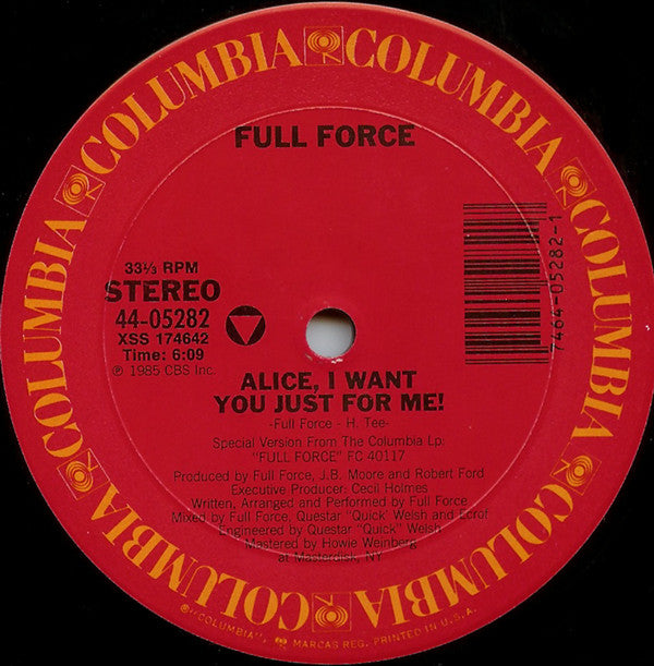 Full Force - Alice, I Want You Just For Me (12")