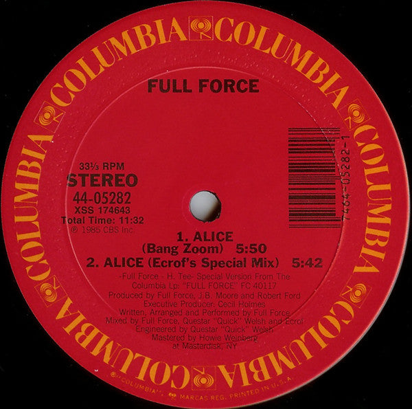 Full Force - Alice, I Want You Just For Me (12")