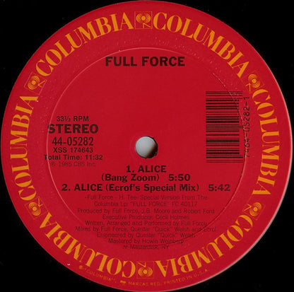 Full Force - Alice, I Want You Just For Me (12")