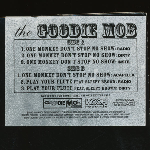 Goodie Mob - One Monkey Don't Stop No Show (12", Promo)