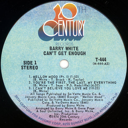 Barry White : Can't Get Enough (LP, Album, Pit)