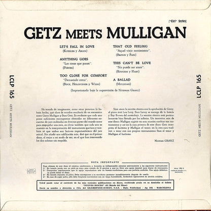 Stan Getz Meets Gerry Mulligan : Getz Meets Mulligan In Hi-FI (LP, Album)