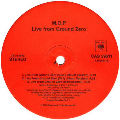 M.O.P. : Live From Ground Zero (12", Promo)