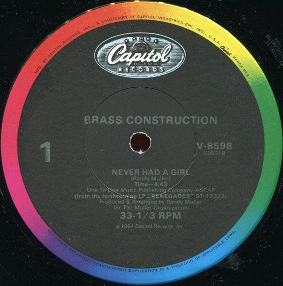 Brass Construction : Never Had A Girl (12")