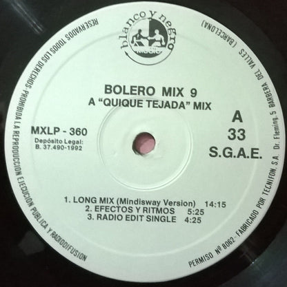 Various : Bolero Mix 9 (2xLP, Comp, P/Mixed)