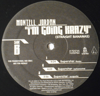 Montell Jordan : I'm Going Krazy (Straight Bananas) (12", Promo)
