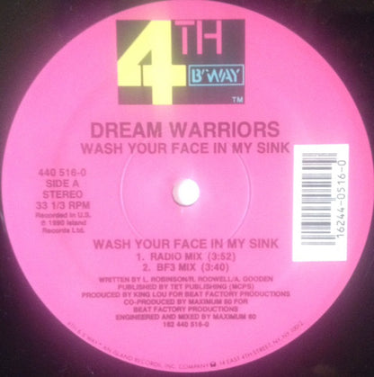 Dream Warriors : Wash Your Face In My Sink (12")