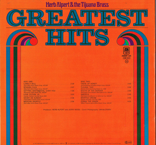 Herb Alpert & The Tijuana Brass : Greatest Hits (LP, Comp, RE)