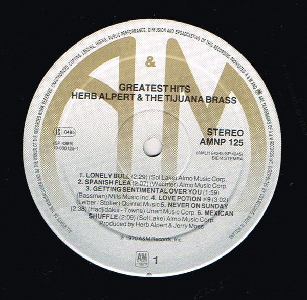 Herb Alpert & The Tijuana Brass : Greatest Hits (LP, Comp, RE)