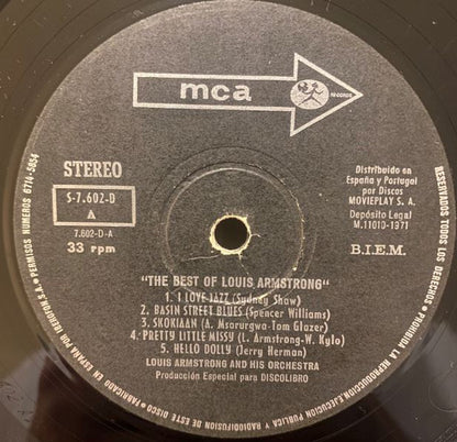 Louis Armstrong : The Best Of Louis  Armstrong (LP, Comp, Club)