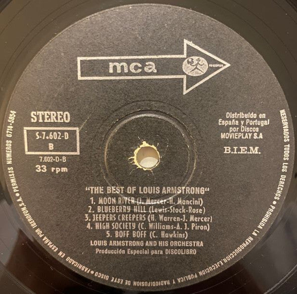 Louis Armstrong : The Best Of Louis  Armstrong (LP, Comp, Club)