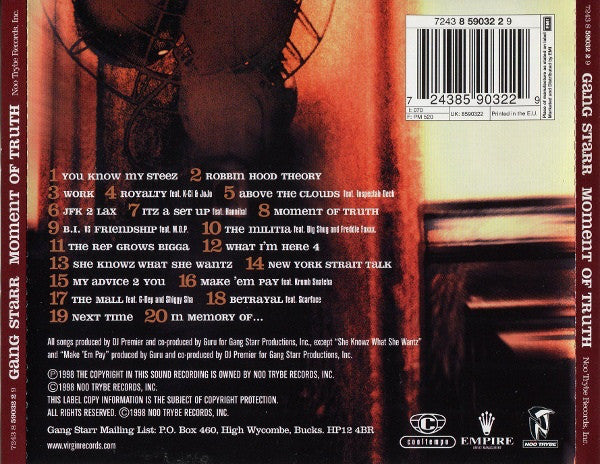 Gang Starr - Moment Of Truth (CD, Album, RE, Arv)