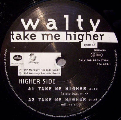 Walty : Take Me Higher (12", Promo)