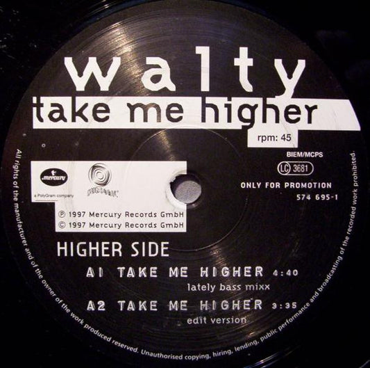 Walty : Take Me Higher (12", Promo)
