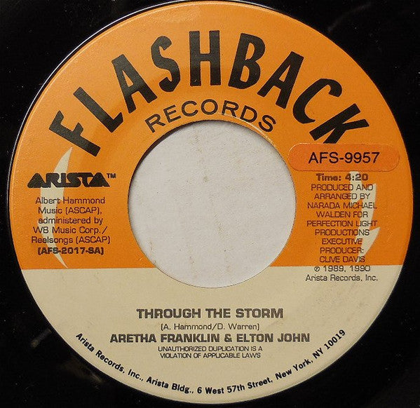 Aretha Franklin & Elton John : Through The Storm (7", Single, RE)