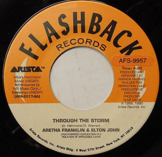 Aretha Franklin & Elton John : Through The Storm (7", Single, RE)