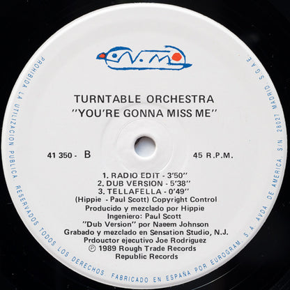 Turntable Orchestra - You're Gonna Miss Me = Me Vas A Echar De Menos (12")