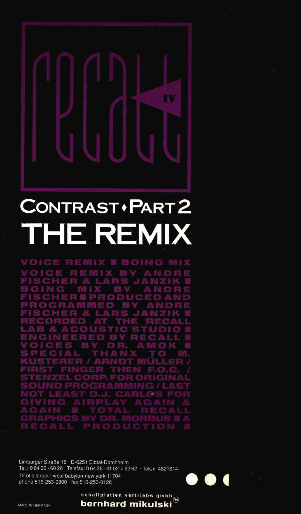 Recall IV - Contrast ♦ Part 2 - The Remix (12")