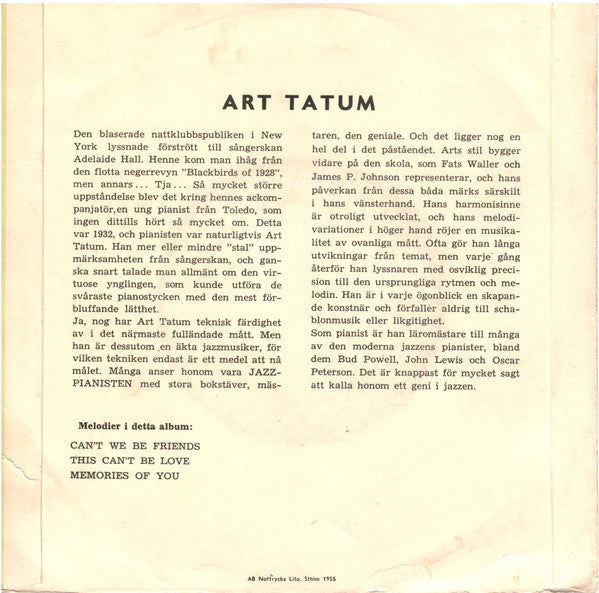 Art Tatum - The Genius Of Art Tatum (7", EP)