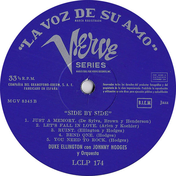 Duke Ellington And Johnny Hodges : Side By Side (LP, Album, Mono, RE)