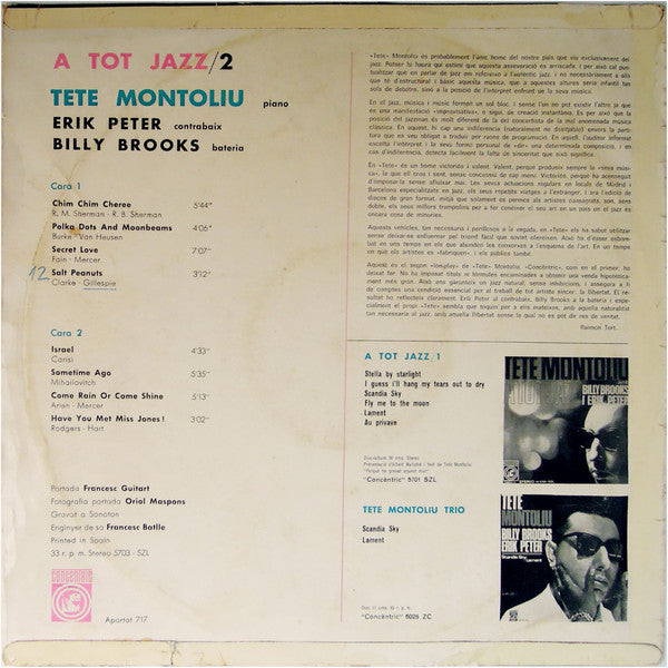 Tete Montoliu Trio - A Tot Jazz / 2 (LP, Album)