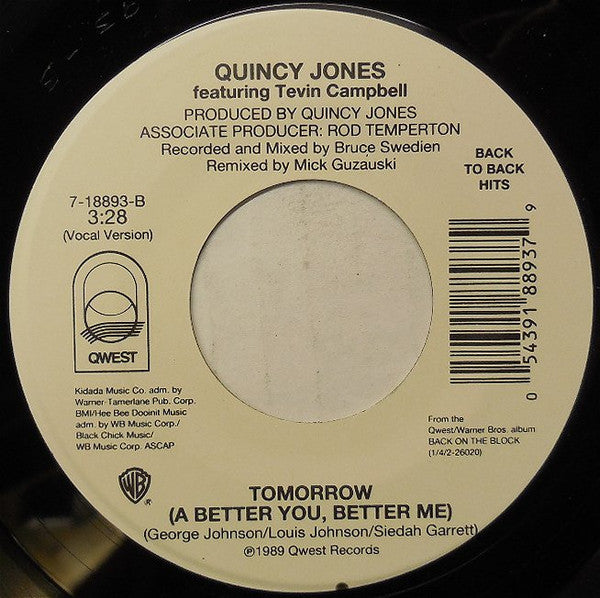 Quincy Jones : The Secret Garden (Sweet Seduction Suite) / Tomorrow (A Better You, Better Me) (7", Single, RE)