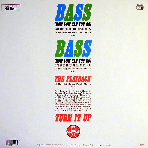 Simon Harris : Bass (How Low Can You Go) (12", Maxi)
