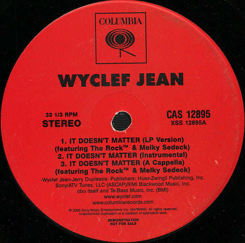 Wyclef Jean : It Doesn't Matter (12", Promo)