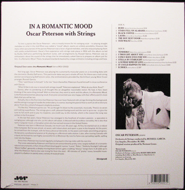 Oscar Peterson : In A Romantic Mood (Oscar Peterson With Strings) (LP, RE)