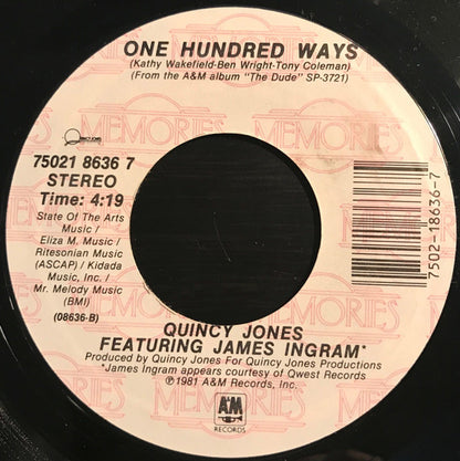 Quincy Jones Featuring James Ingram - Just Once / One Hundred Ways (7", Single, RE)