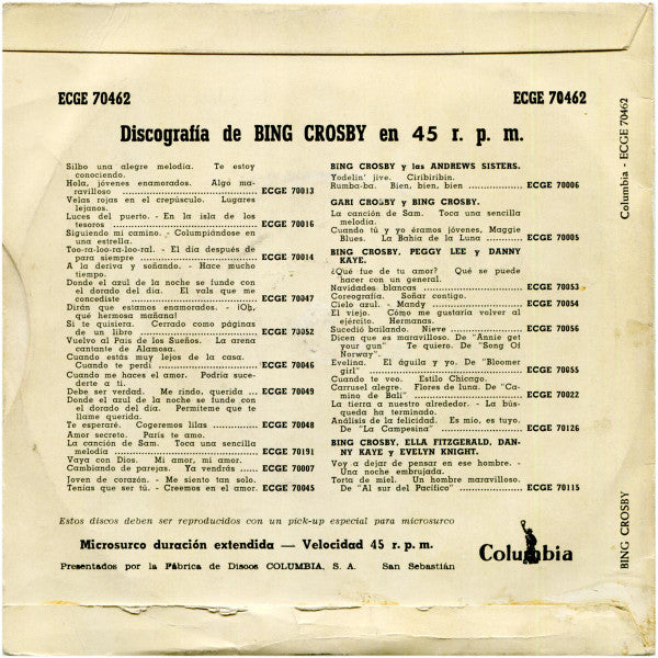 Bing Crosby Con The Ken Darby Singers Y Victor Young And His Orchestra  /  The Andrews Sisters Con Desi Arnaz, Sonny Burke And His Orchestra : Anniversary Song (7", EP, Mono)
