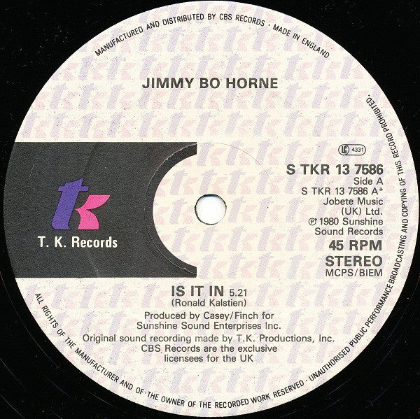 Jimmy "Bo" Horne : Is It In / Spank (12")