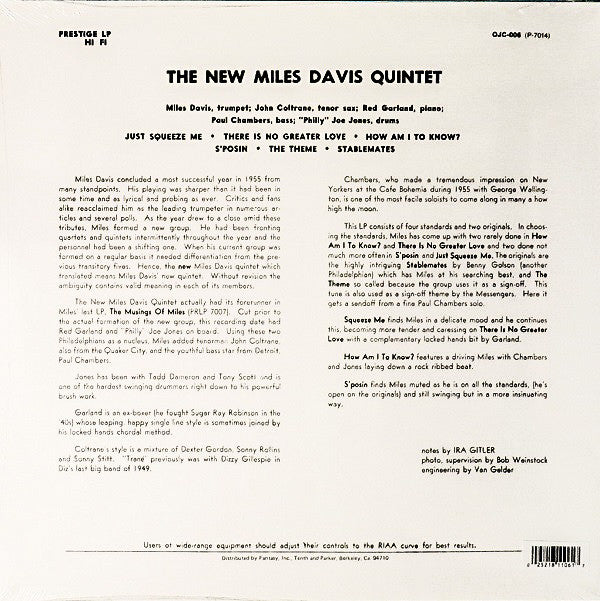 The New Miles Davis Quintet* - Miles (LP, Album, RE)