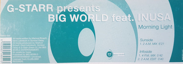 G-Starr Presents Big World Feat. Inusa* - Morning Light (12")