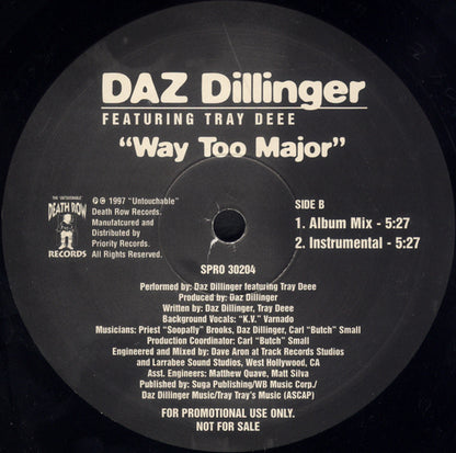 Daz Dillinger - Way Too Major (12", Single, Promo)