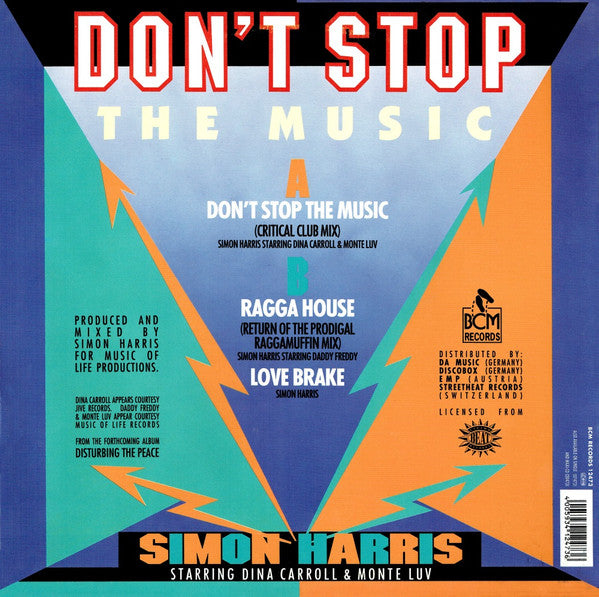 Simon Harris Starring Dina Carroll & Monte Luv : Don't Stop The Music (12")