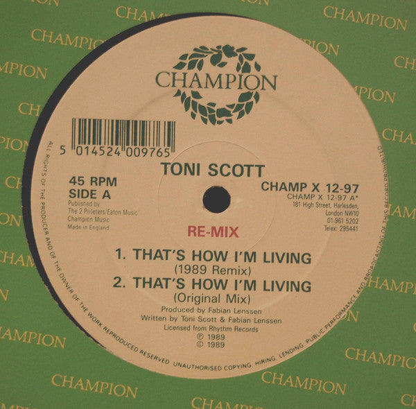 Tony Scott : That's How I'm Living / The Chief (Remixes) (12")