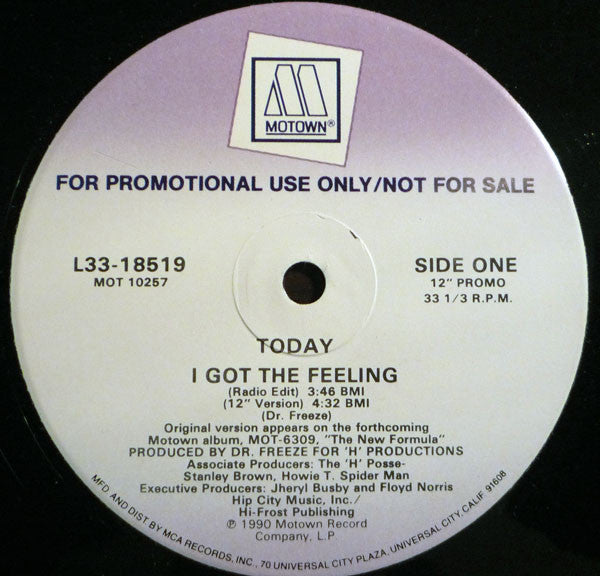 Today : I Got The Feeling (12", Promo)