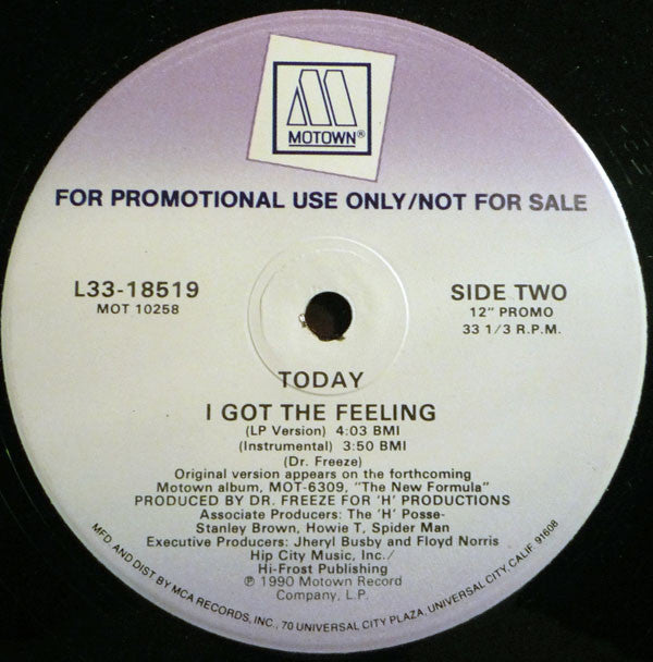 Today : I Got The Feeling (12", Promo)