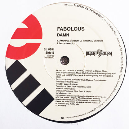 Fabolous - Can't Let You Go / Damn (12", Promo)
