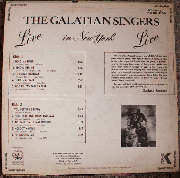 Galatian Singers - Live In New York (LP, Album)