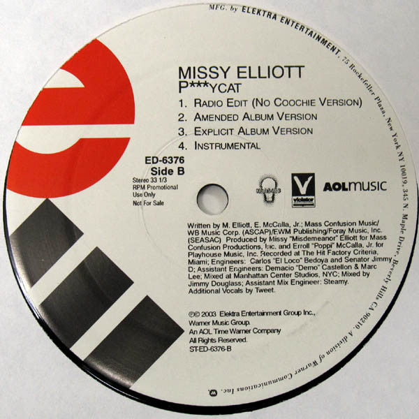Missy Elliott Featuring Jay-Z : Back In The Day / P***ycat (12", Promo)