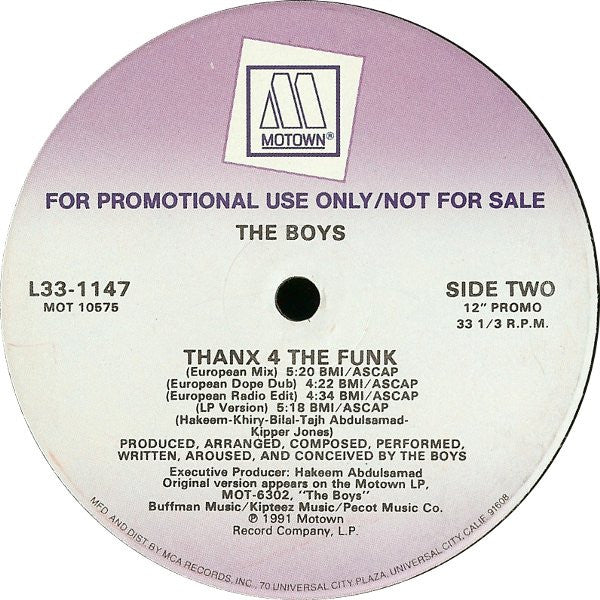 The Boys : Thanx 4 The Funk (12", Promo)