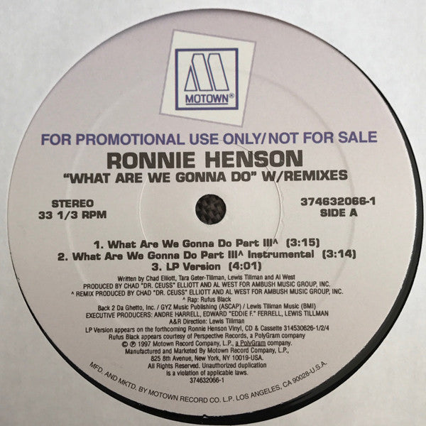 Ronnie Henson - What Are We Gonna Do (12", Promo)