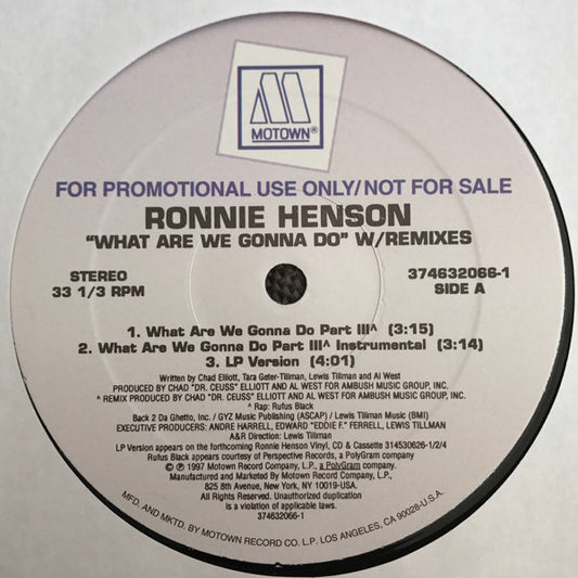 Ronnie Henson - What Are We Gonna Do (12", Promo)