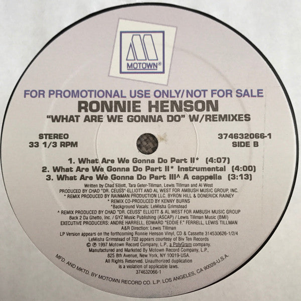 Ronnie Henson - What Are We Gonna Do (12", Promo)