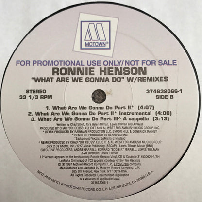 Ronnie Henson - What Are We Gonna Do (12", Promo)