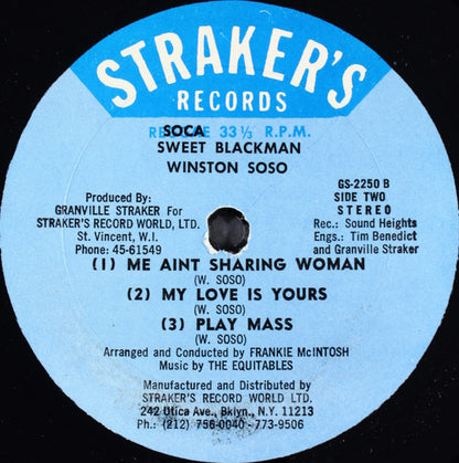 Winston Soso : Sweet Black Man (LP, Blu)