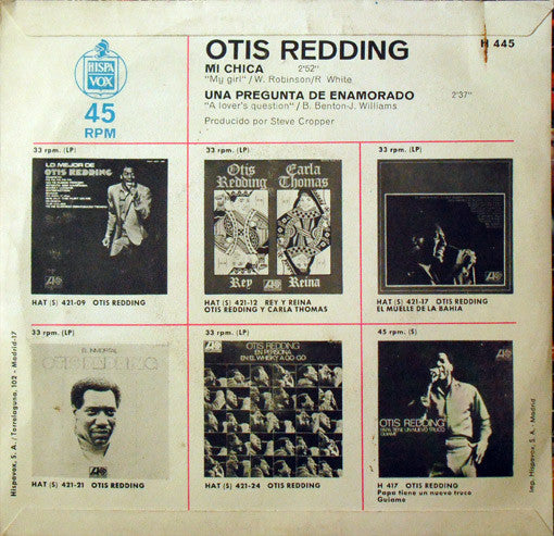 Otis Redding - Mi Chica / Una Pregunta De Enamorado (7", Single)